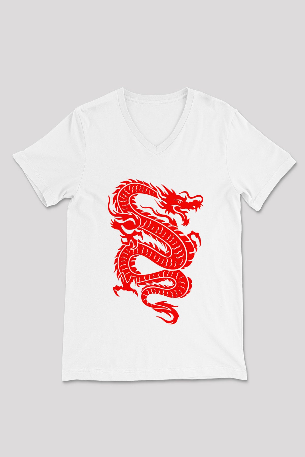 Çin Beyaz Unisex V Yaka Tişört T-Shirt