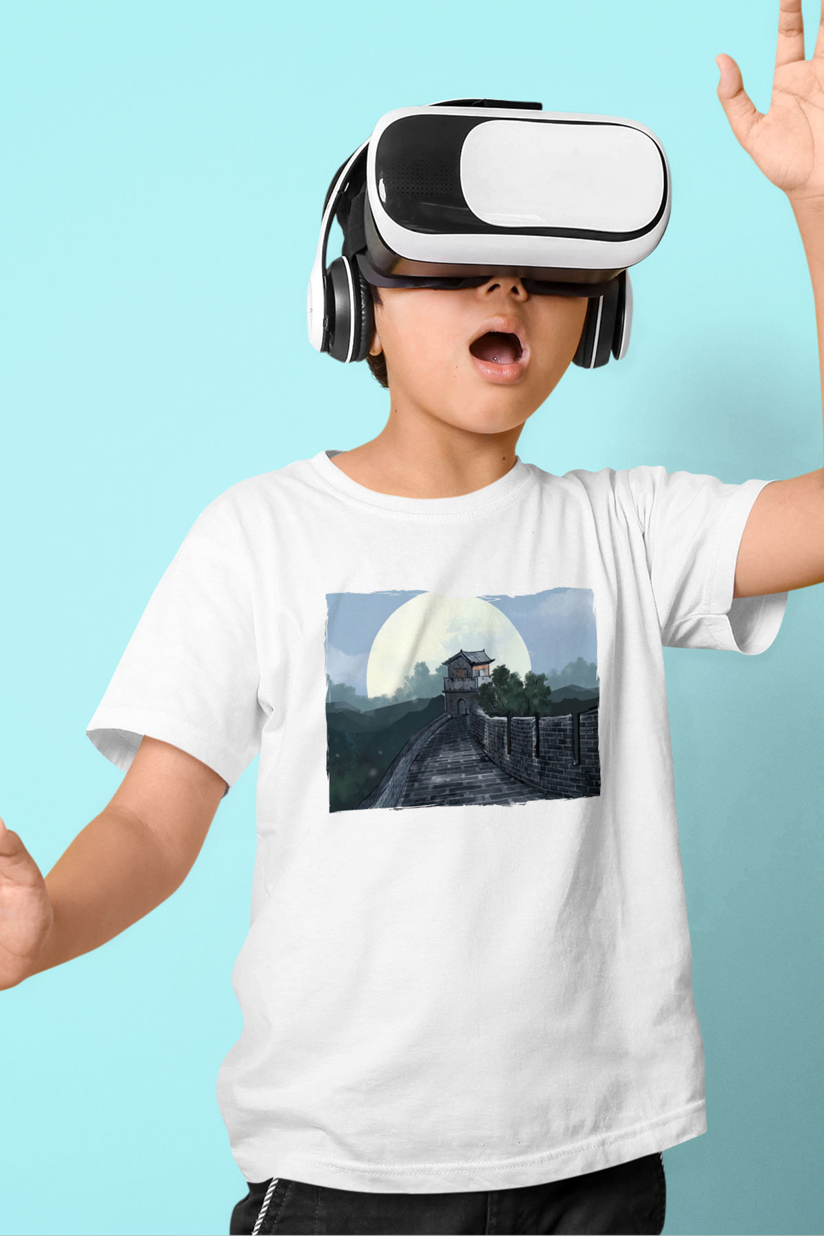 Çin Seddi Beyaz Unisex Çocuk Tişört