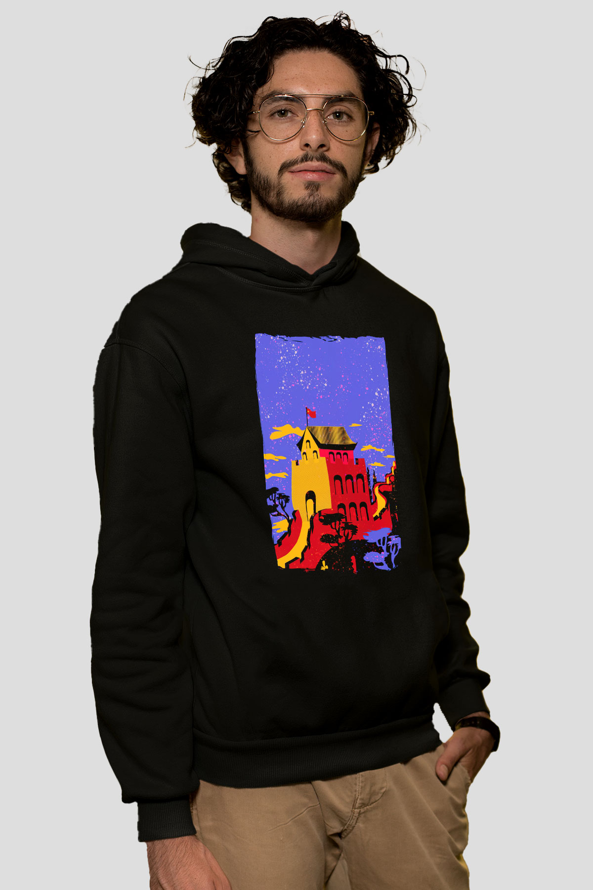 Çin Seddi Siyah Unisex Hoodie