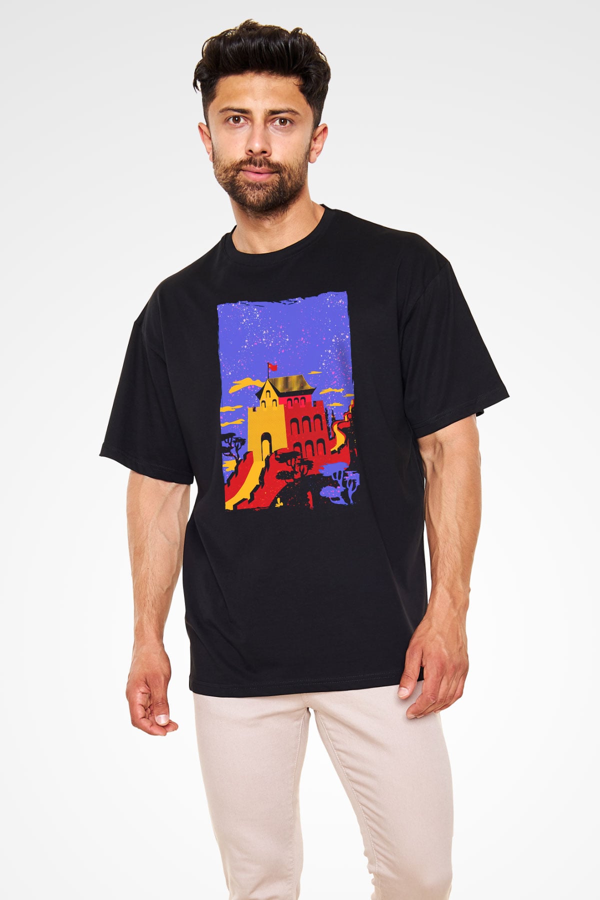 Çin Seddi Siyah Oversize Tişört Oversize T-shirt - TişörtFabrikası