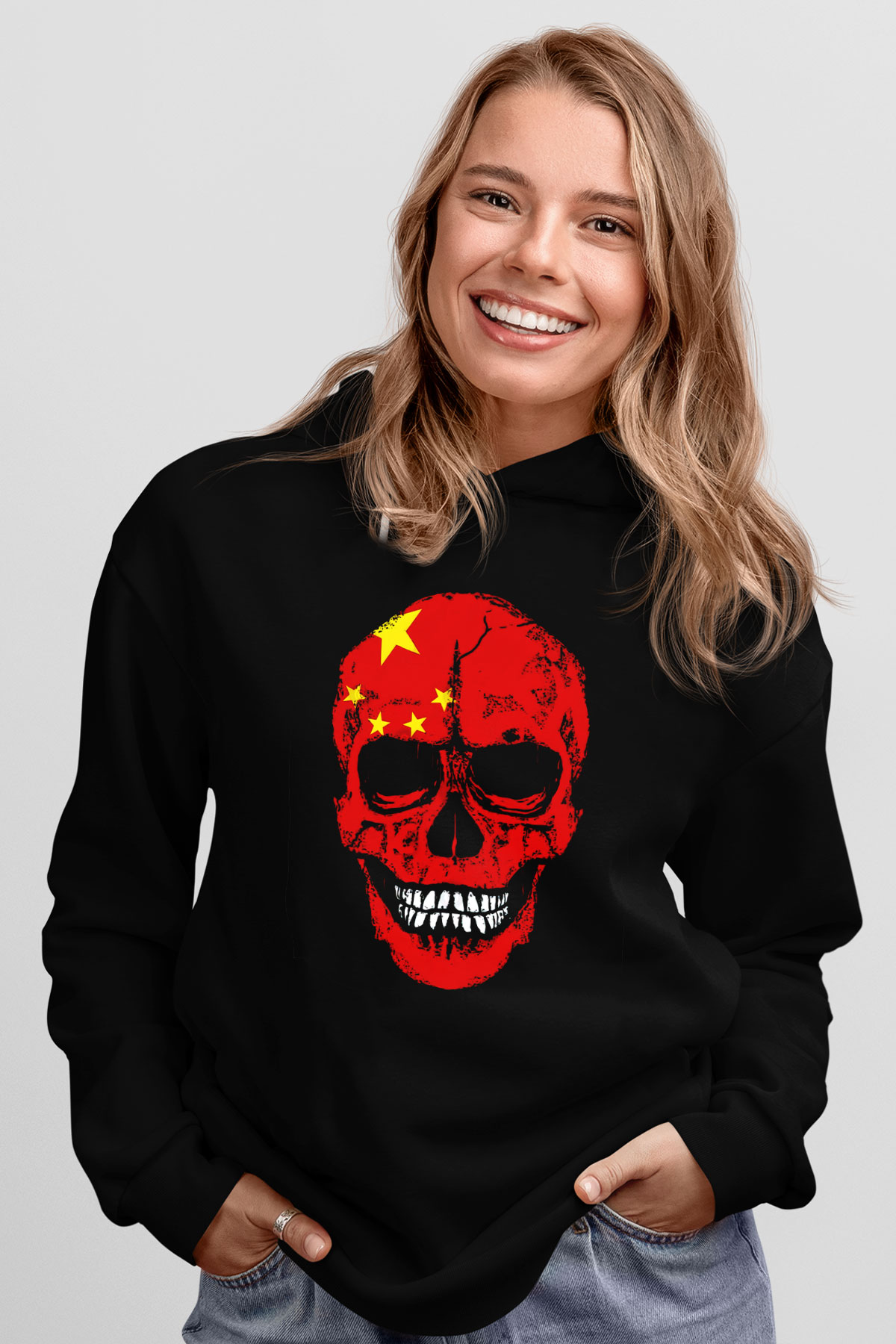 Çin Siyah Unisex Hoodie