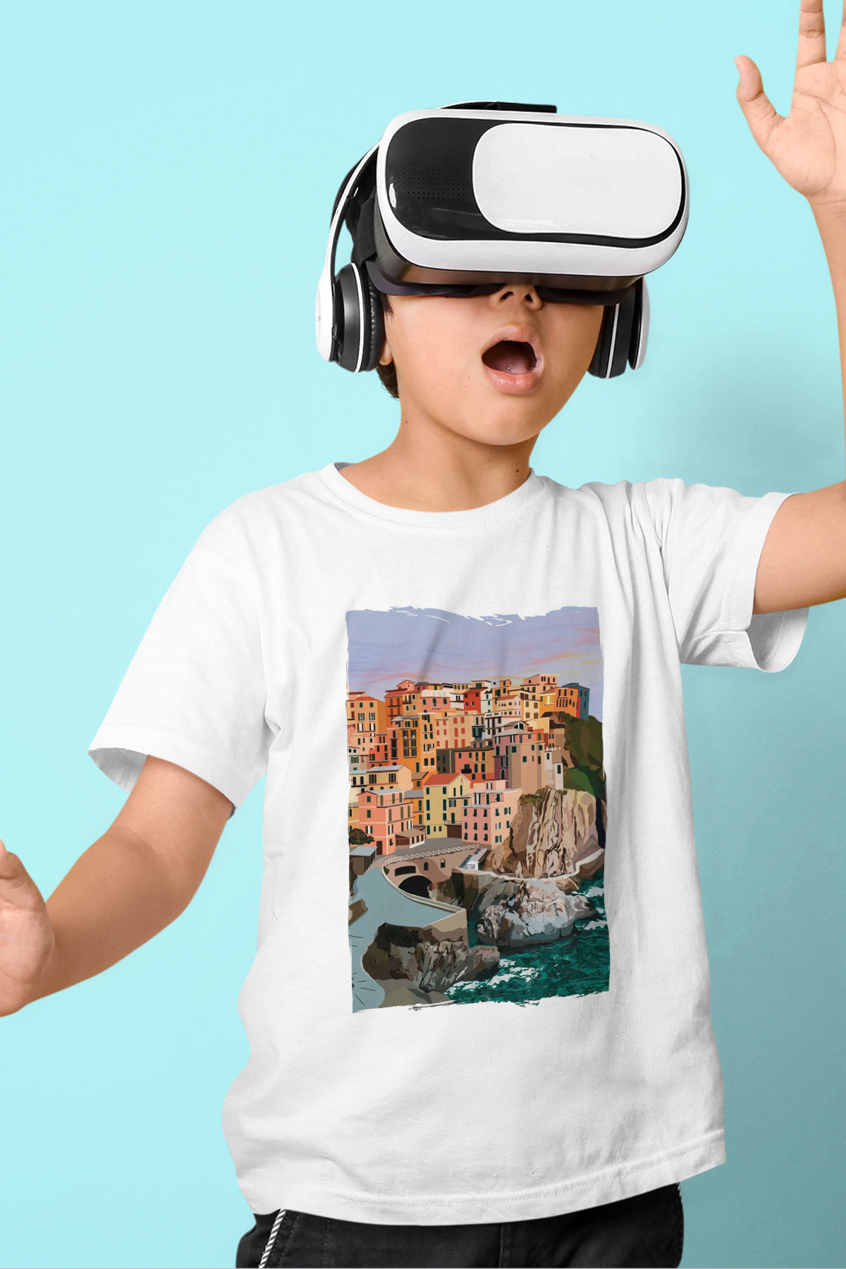 Cinque Terre Beyaz Unisex Çocuk Tişört