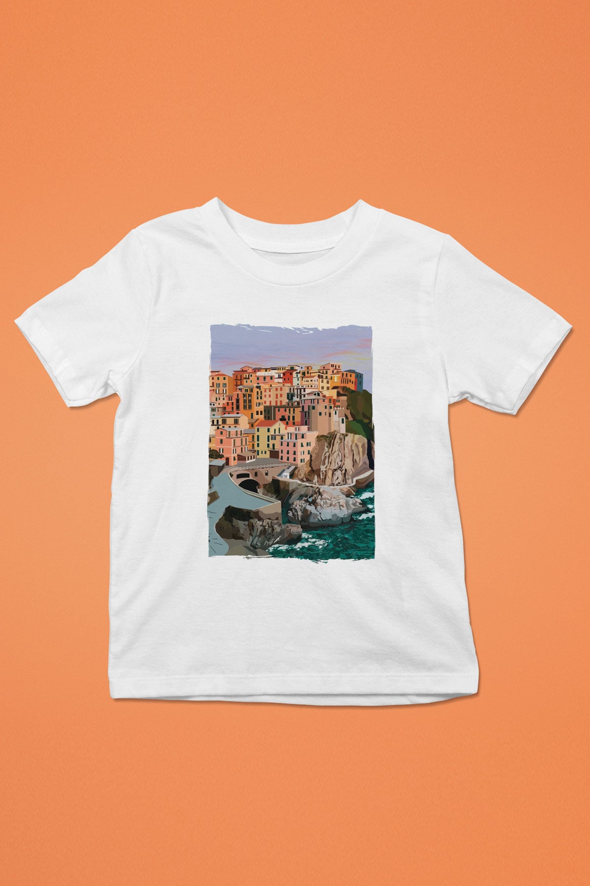 Cinque Terre Beyaz Unisex Çocuk Tişört