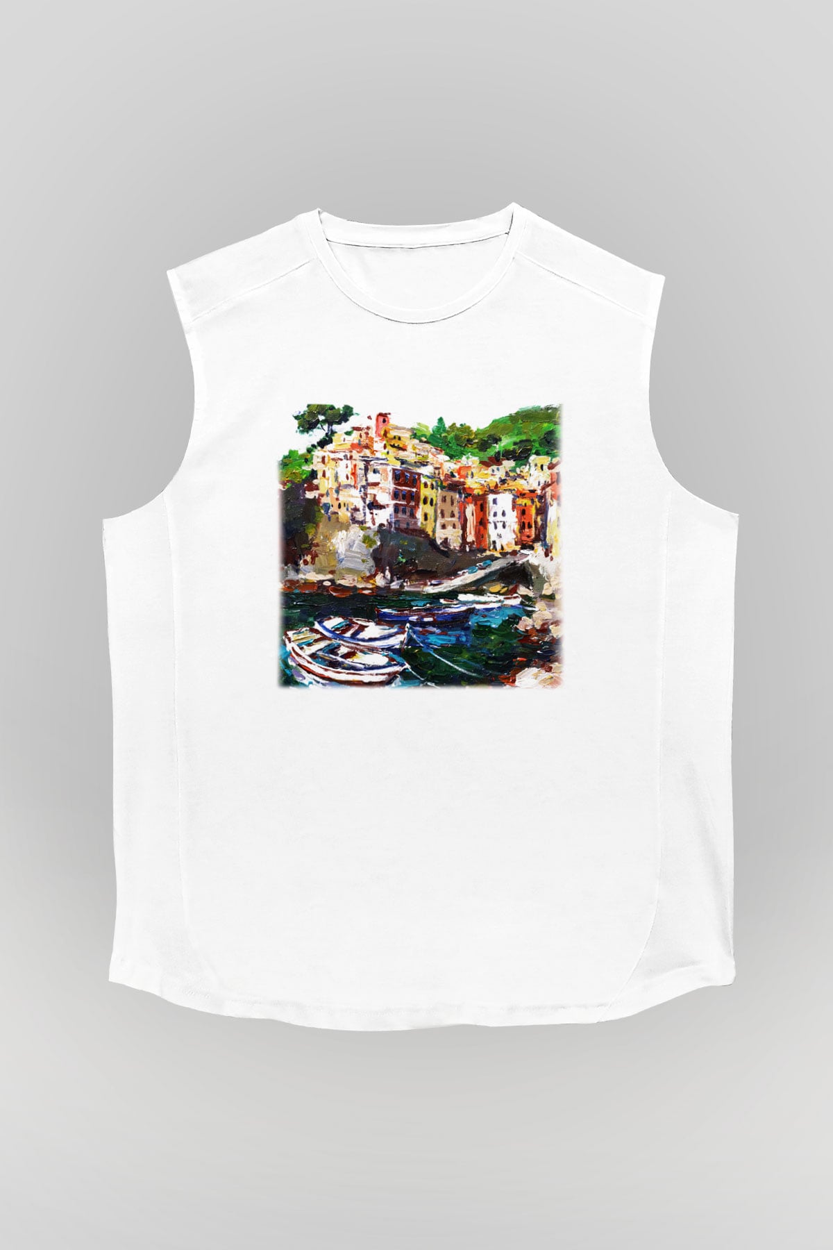 Cinque Terre Beyaz Unisex Kolsuz Tişört