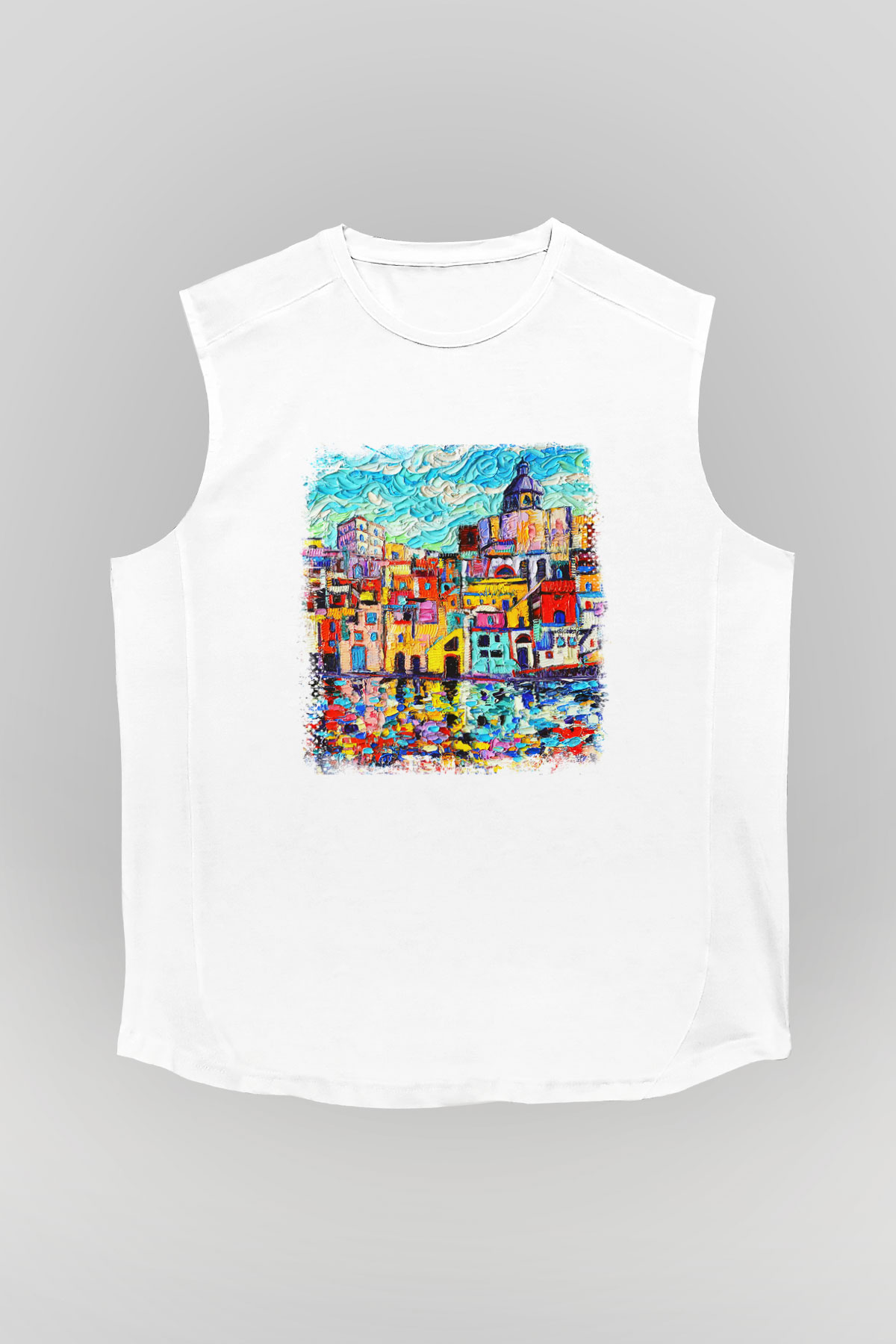 Cinque Terre Beyaz Unisex Kolsuz Tişört