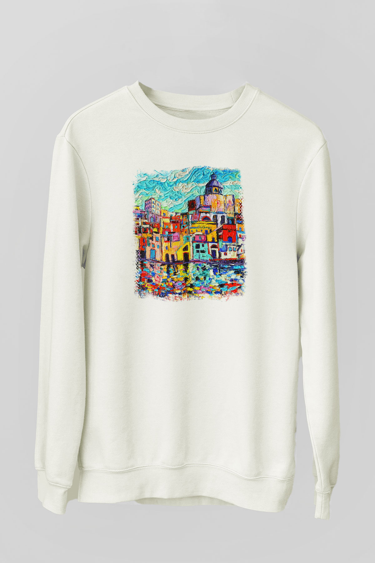 Cinque Terre Beyaz Unisex Sweatshirt