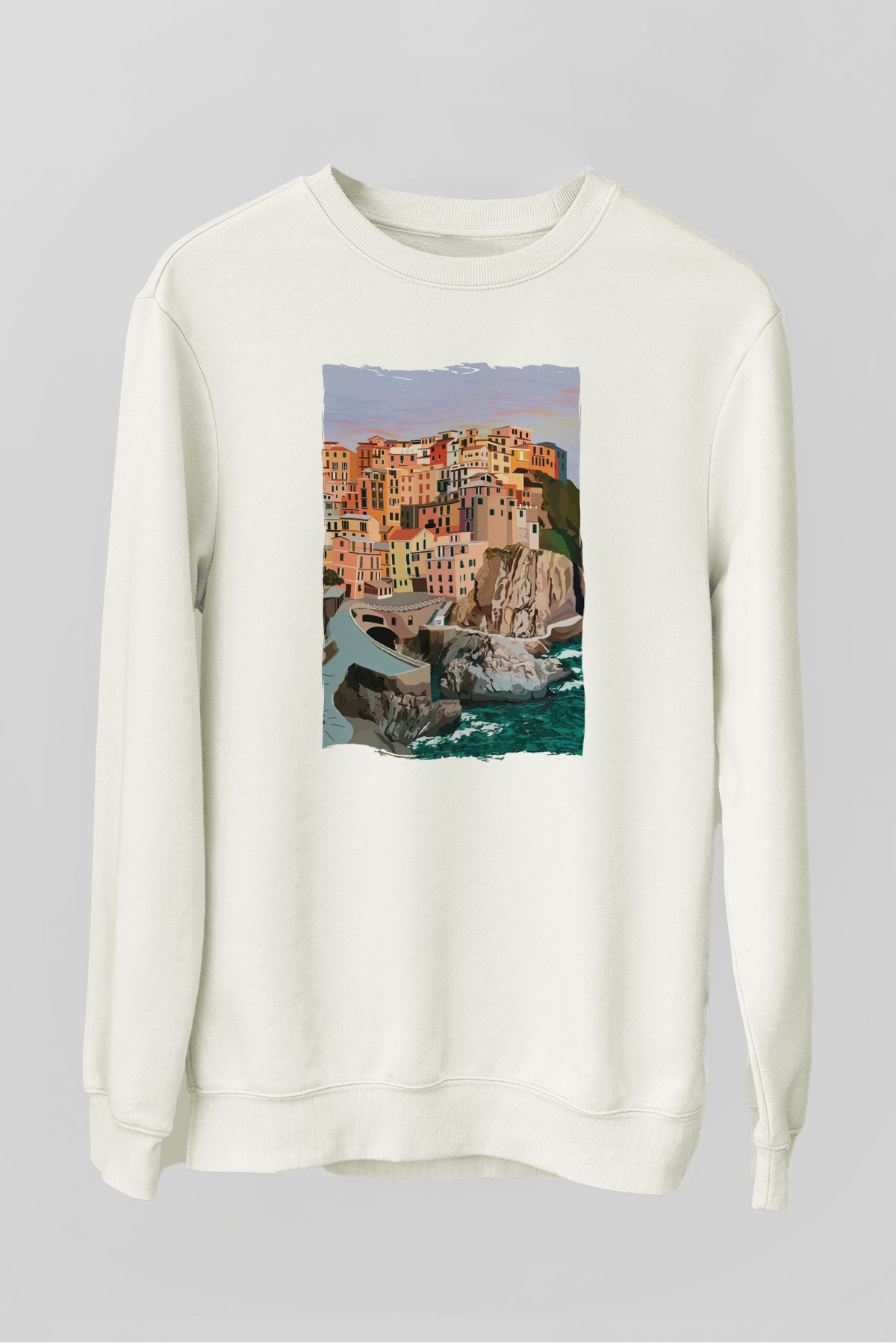 Cinque Terre Beyaz Unisex Sweatshirt