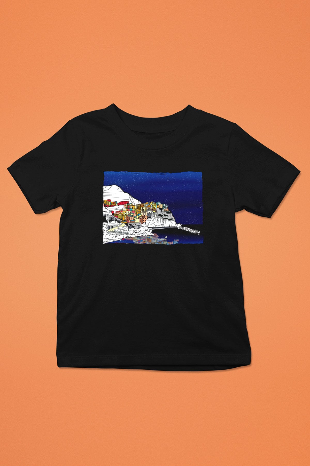 Cinque Terre Siyah Unisex Çocuk Tişört