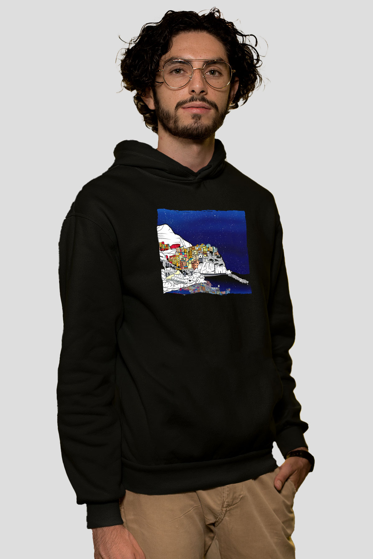 Cinque Terre Siyah Unisex Hoodie