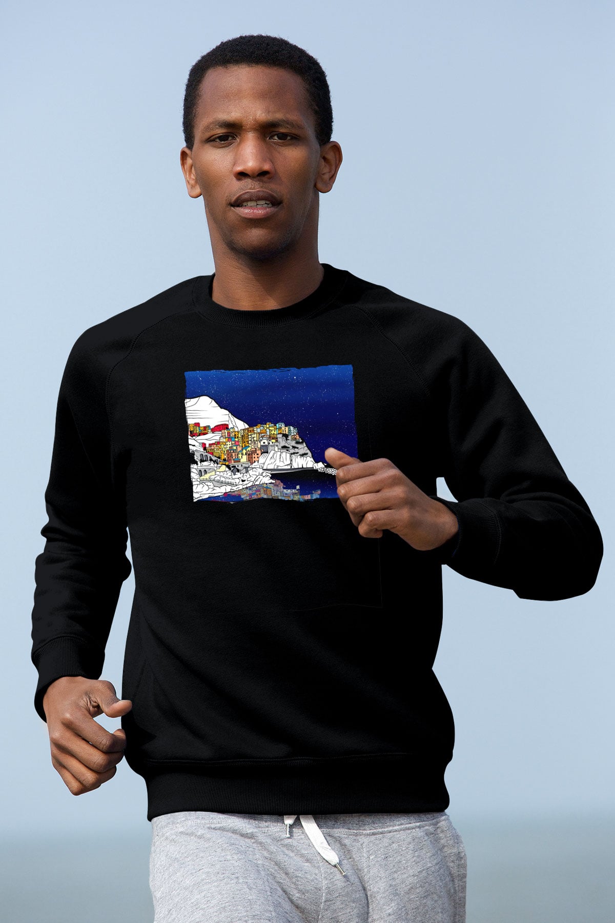 Cinque Terre Siyah Unisex Sweatshirt
