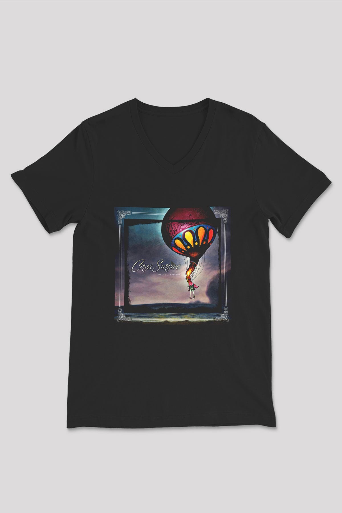 Circa Survive Baskılı Unisex Siyah V Yaka Tişört