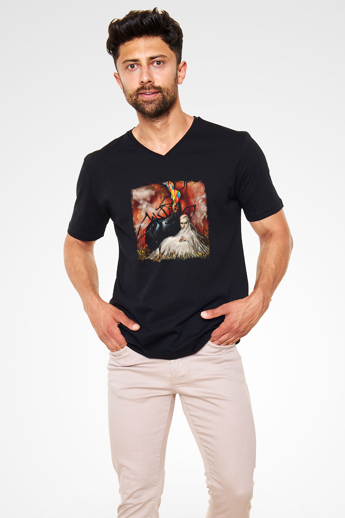 Circa Survive Baskılı Unisex Siyah V Yaka Tişört