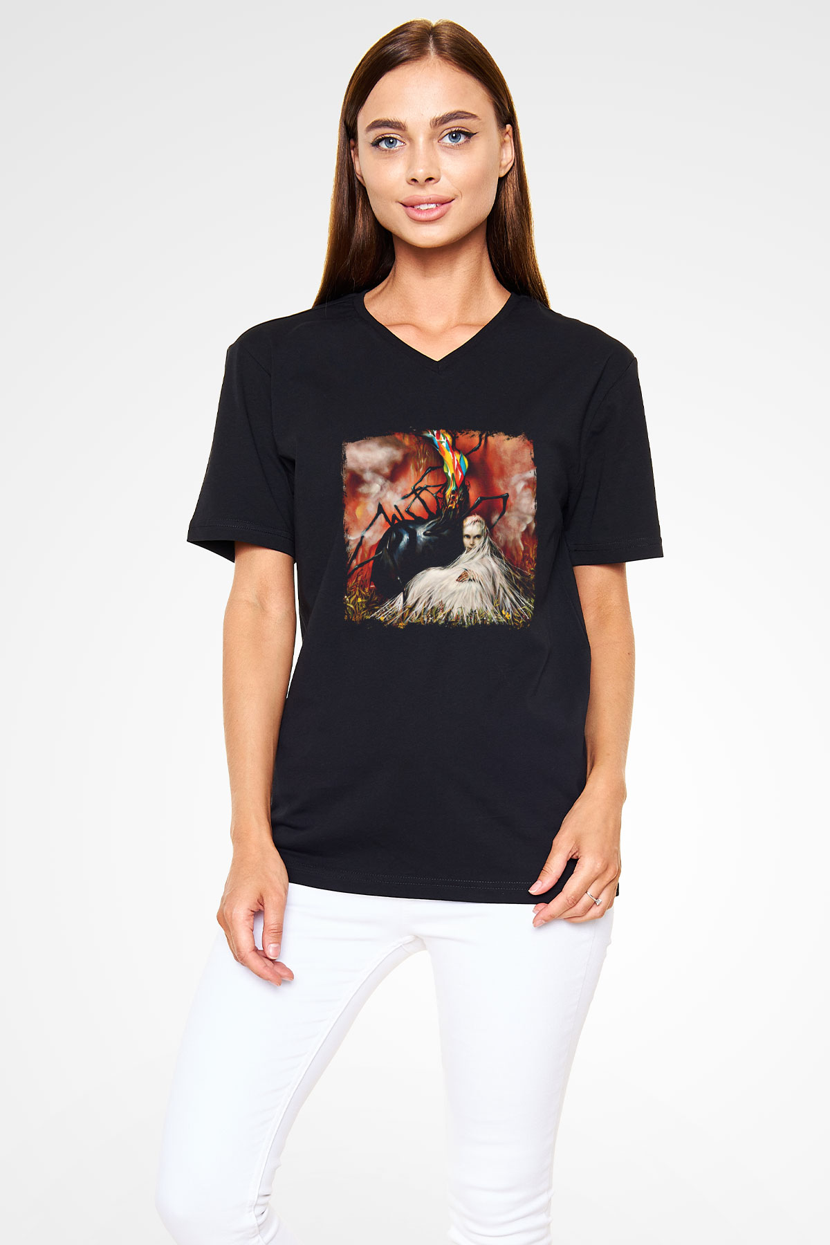 Circa Survive Baskılı Unisex Siyah V Yaka Tişört