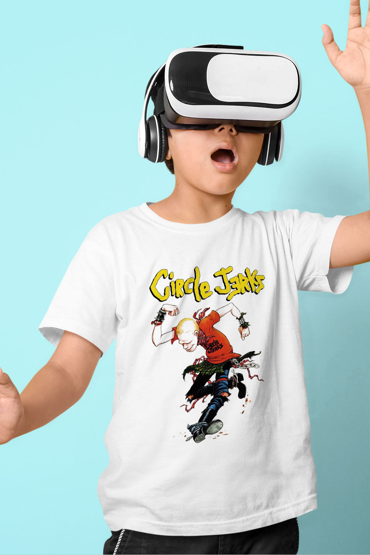 Circle Jerks Baskılı Beyaz Unisex Çocuk Tişört