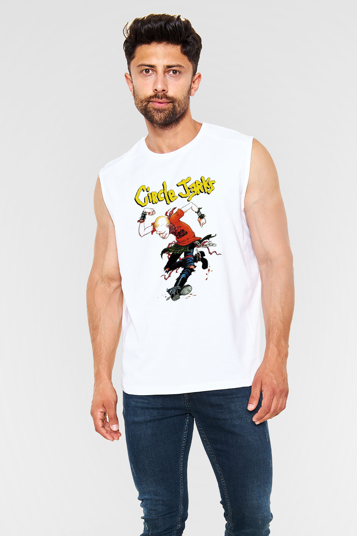 Circle Jerks Beyaz Unisex Kolsuz Tişört