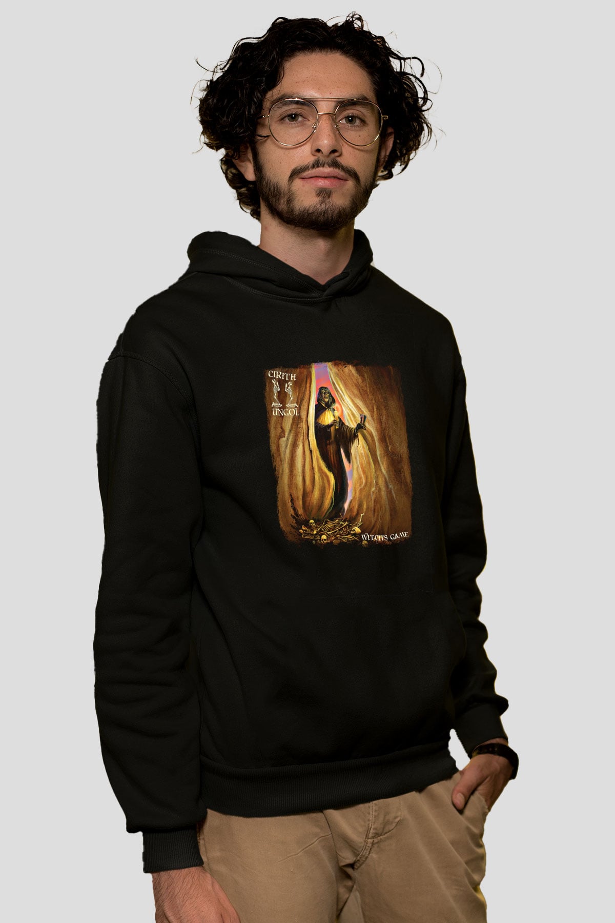 Cirith Ungol Baskılı Unisex Siyah Hoodie