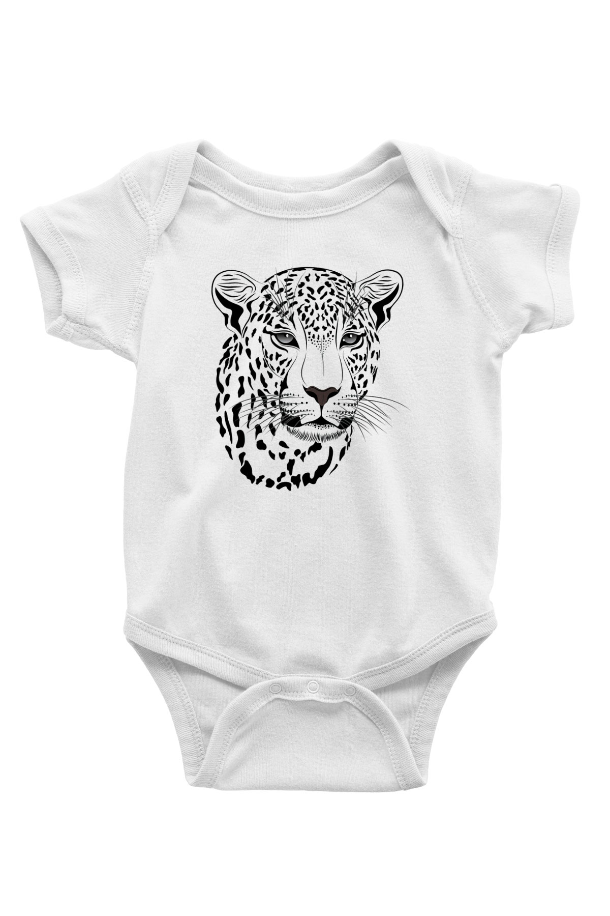 Çita Baskılı Beyaz Unisex Bebek Body - Zıbın