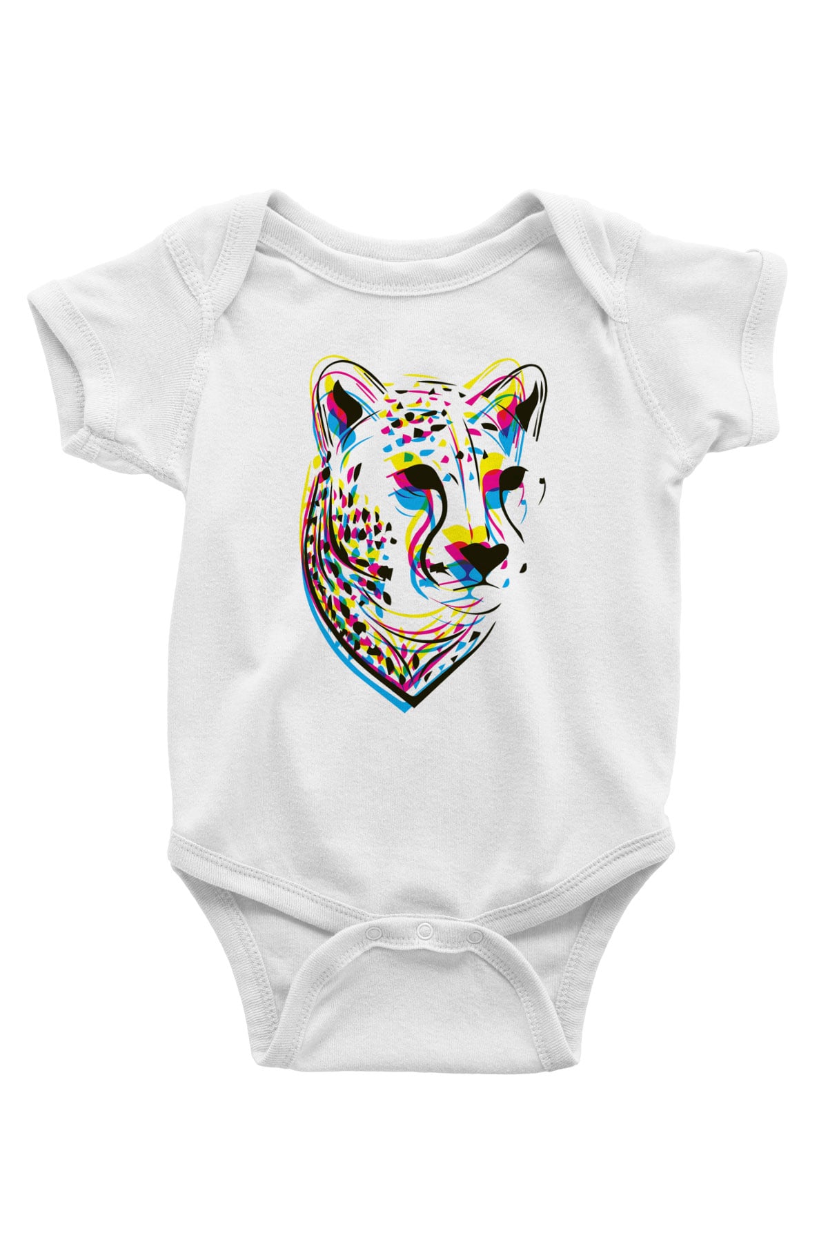 Çita Baskılı Beyaz Unisex Bebek Body - Zıbın