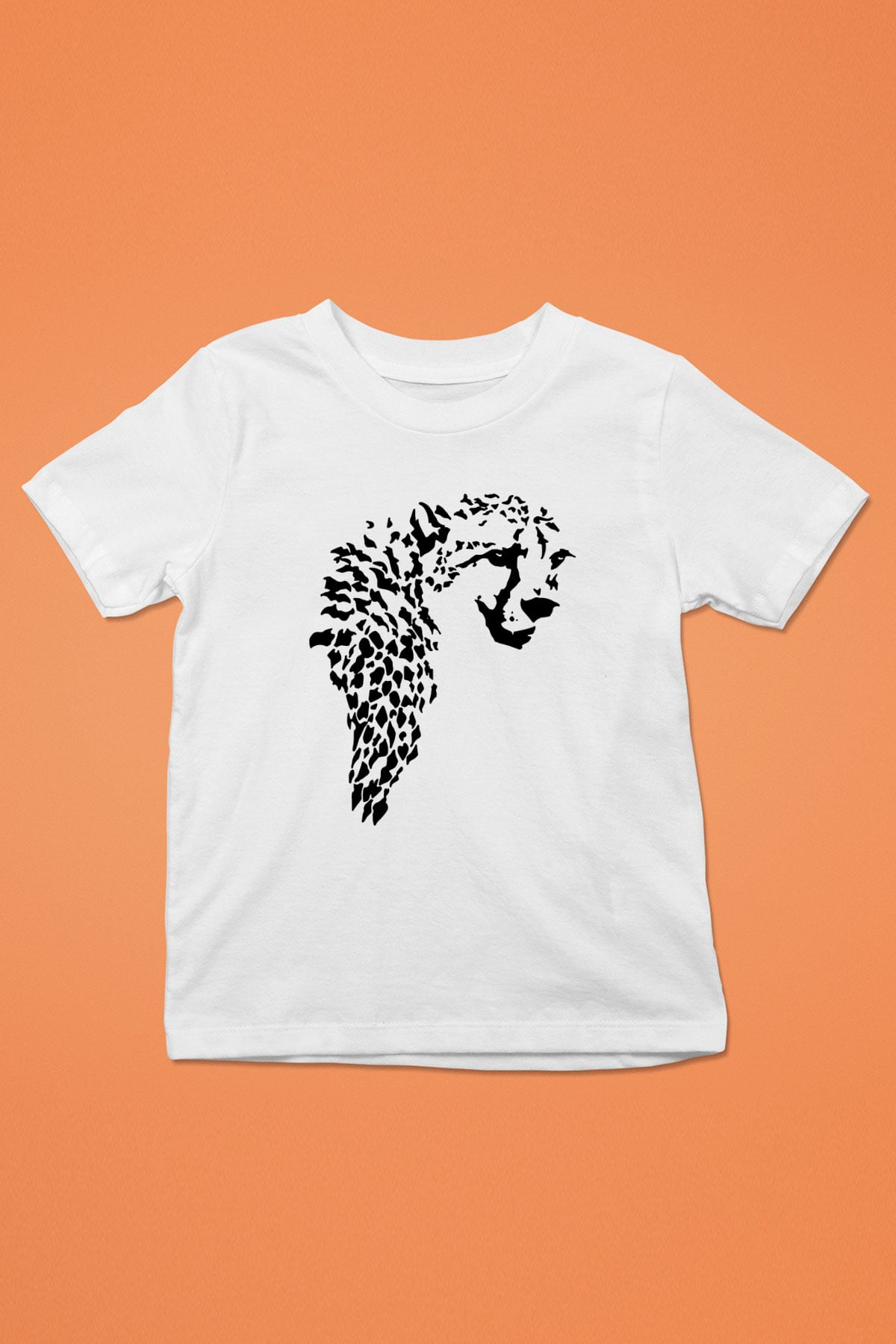 Çita Baskılı Beyaz Unisex Çocuk Tişört