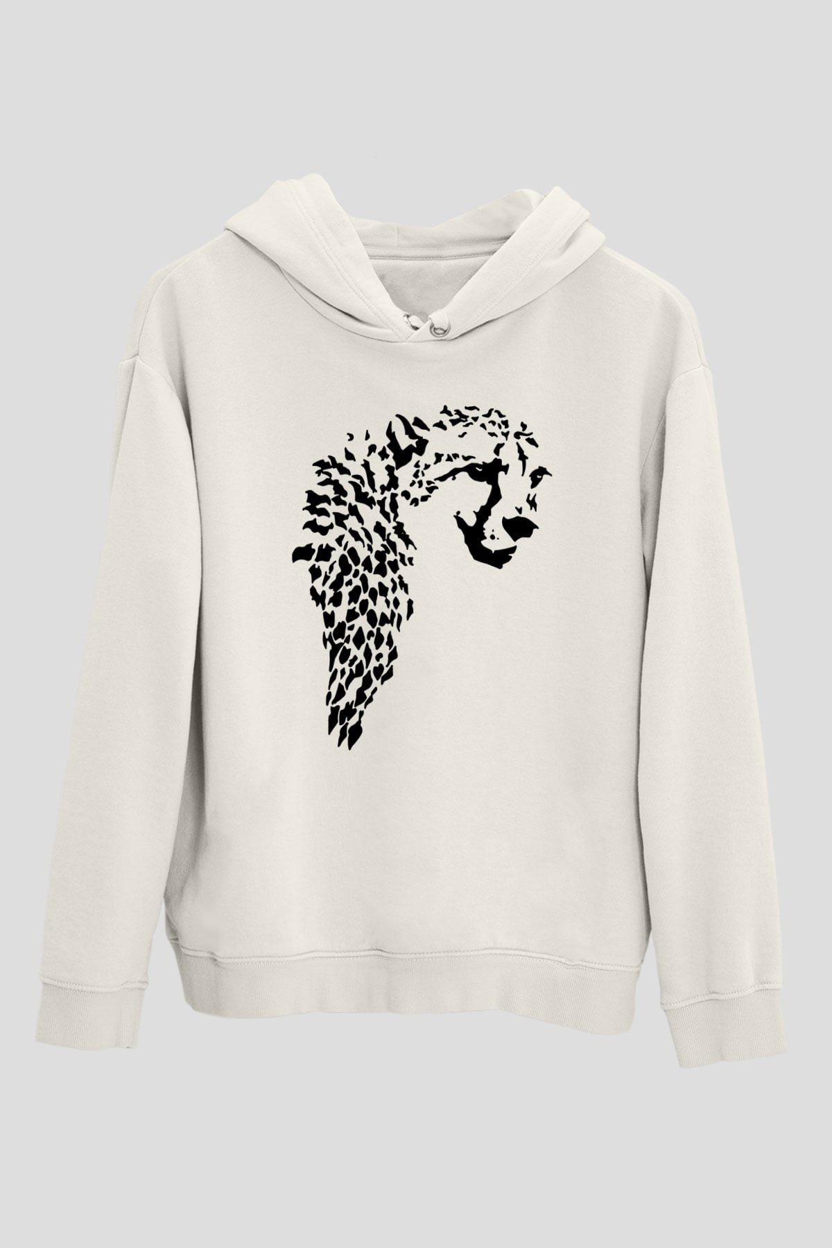 Çita Beyaz Unisex Kapşonlu Sweatshirt
