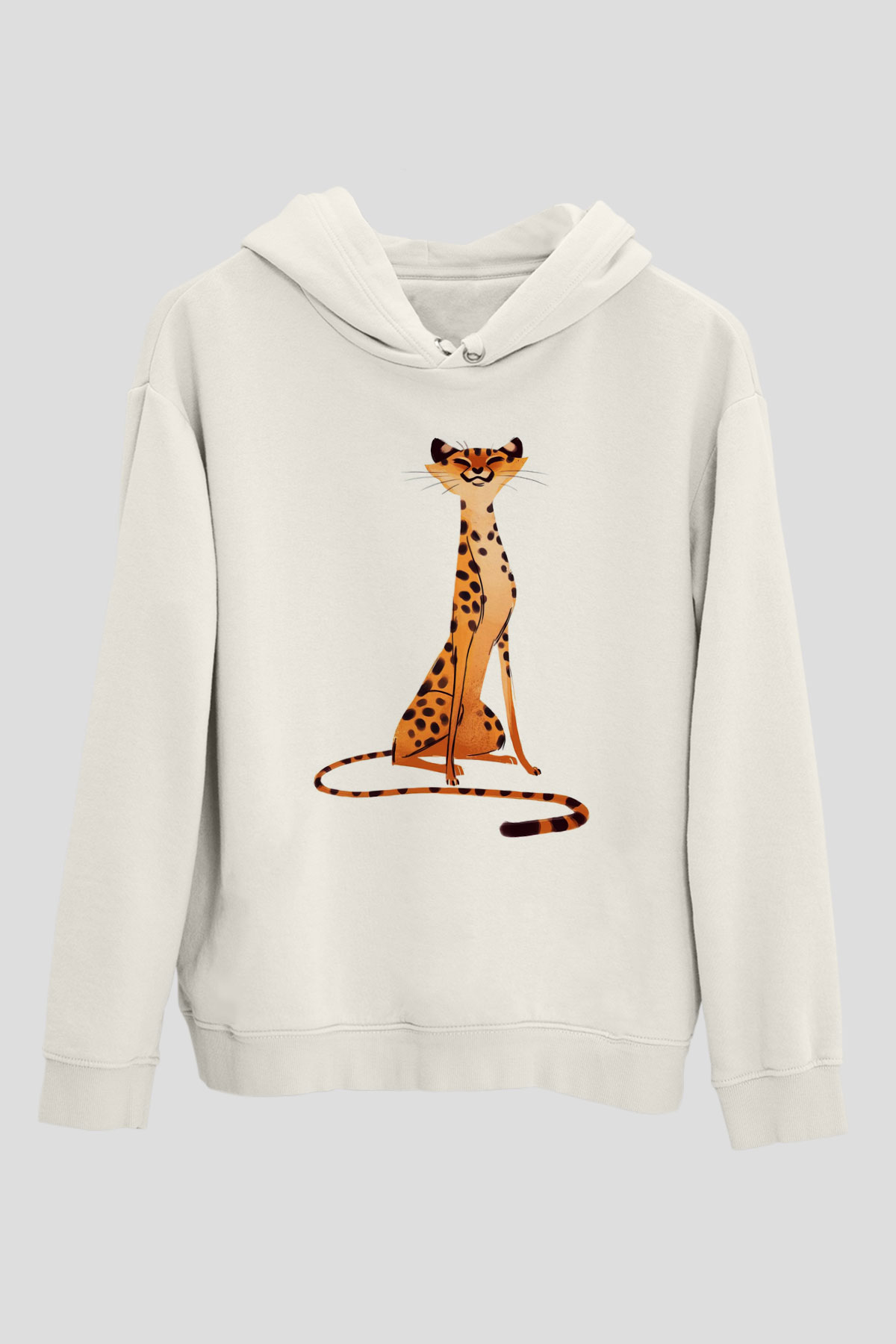 Çita Beyaz Unisex Kapşonlu Sweatshirt