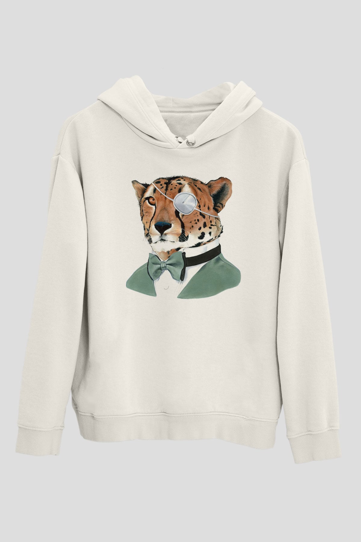 Çita Beyaz Unisex Kapşonlu Sweatshirt