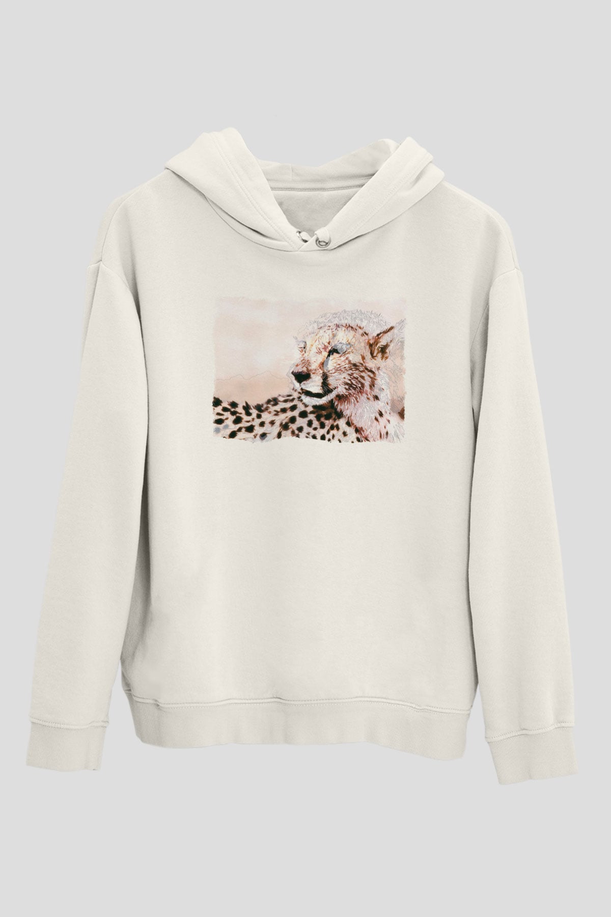 Çita Beyaz Unisex Kapüşonlu Sweatshirt
