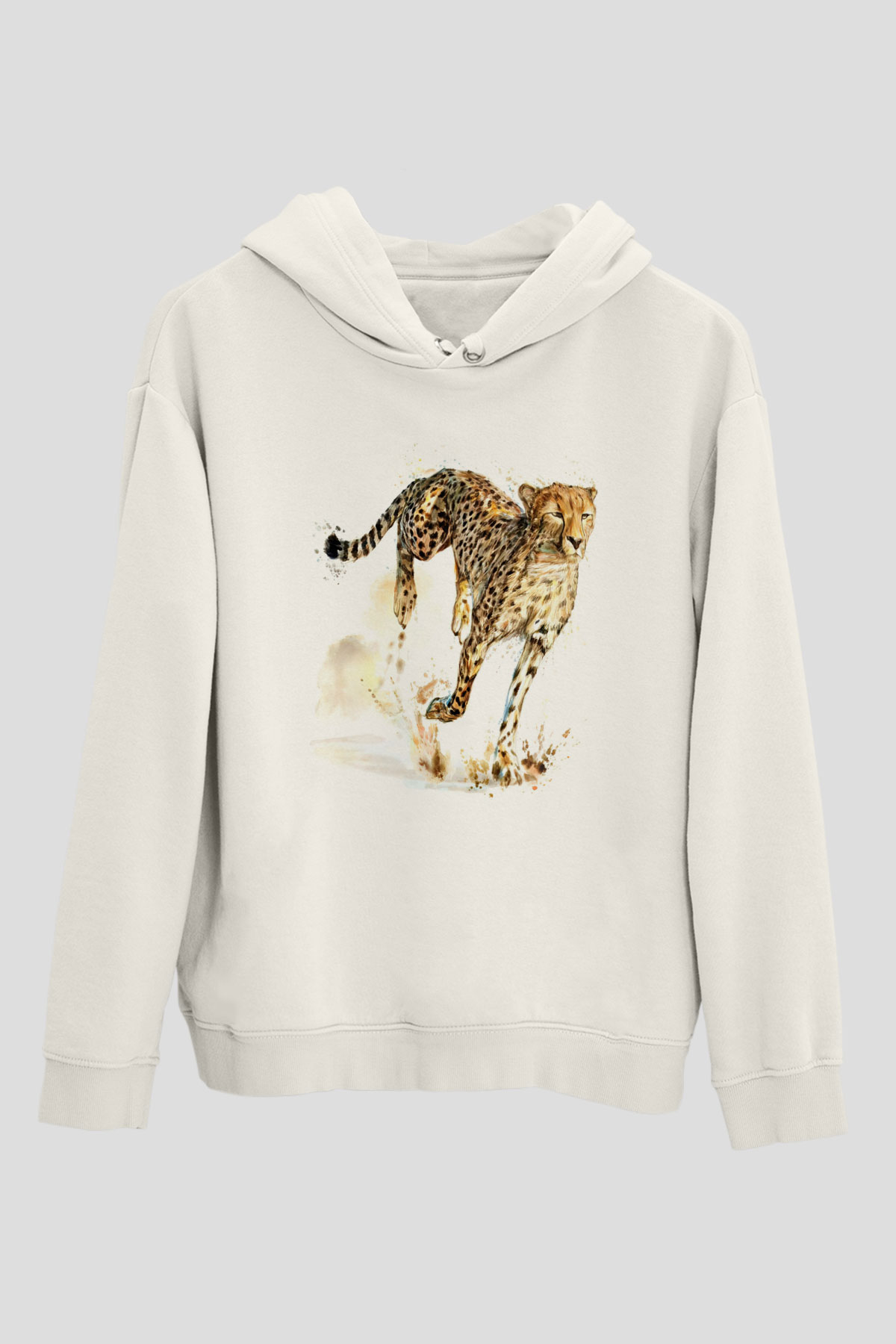 Çita Beyaz Unisex Kapüşonlu Sweatshirt
