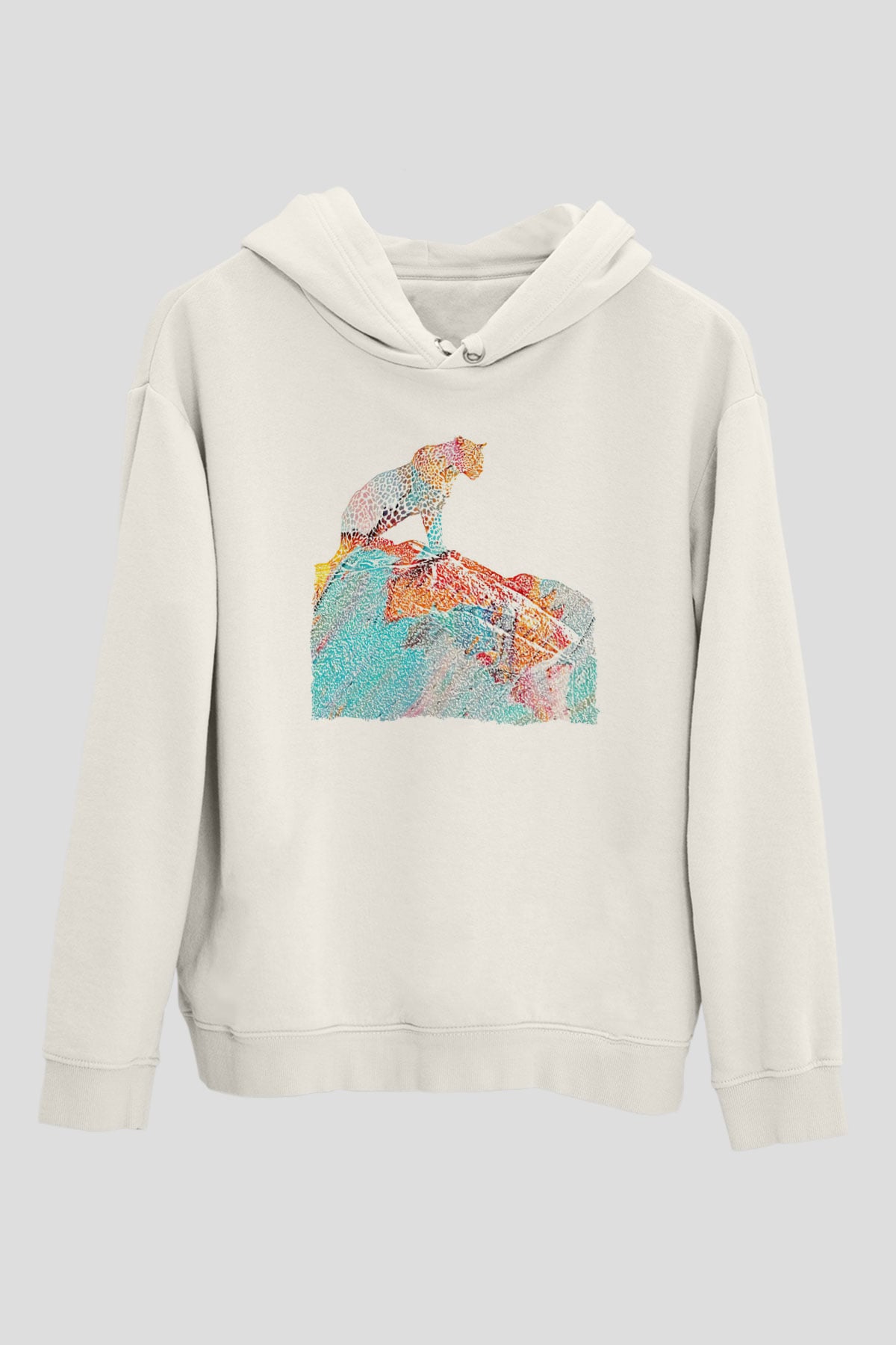 Çita Beyaz Unisex Kapüşonlu Sweatshirt