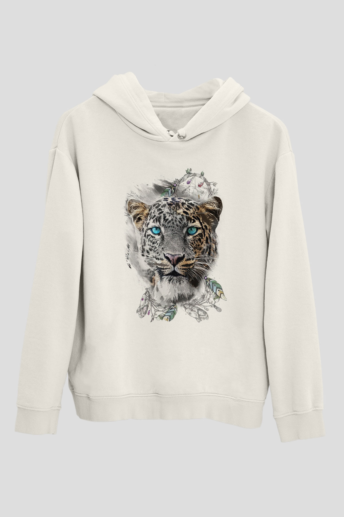 Çita Beyaz Unisex Kapüşonlu Sweatshirt