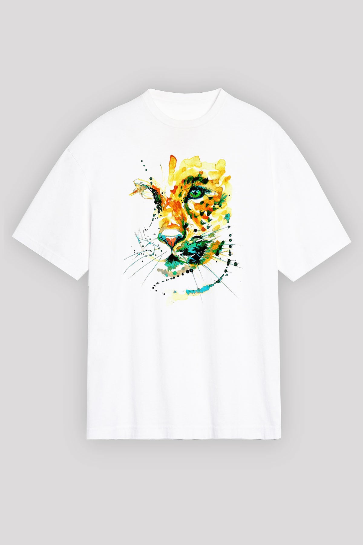 Çita Beyaz Unisex Oversize Tişört T-Shirt