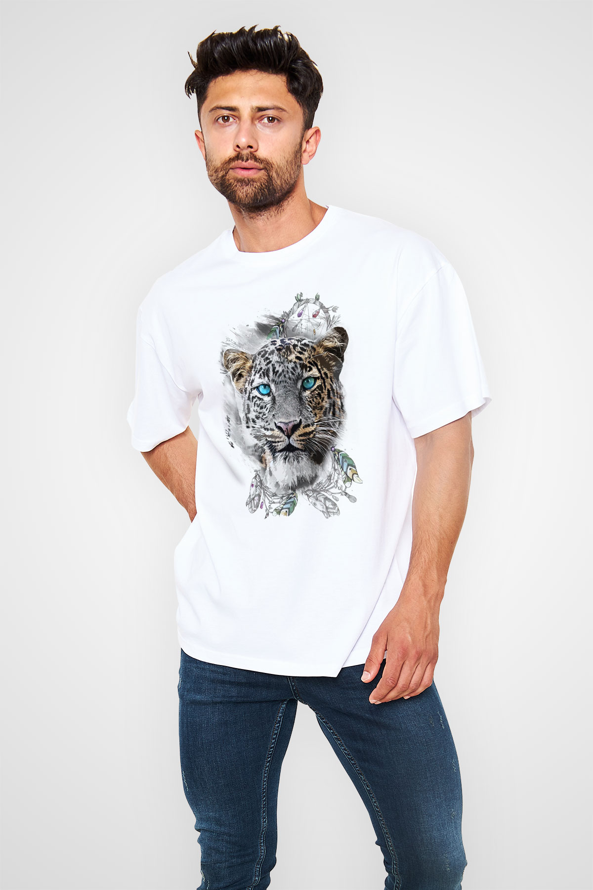 Çita Beyaz Oversize Tişört Oversize T-shirt - TişörtFabrikası