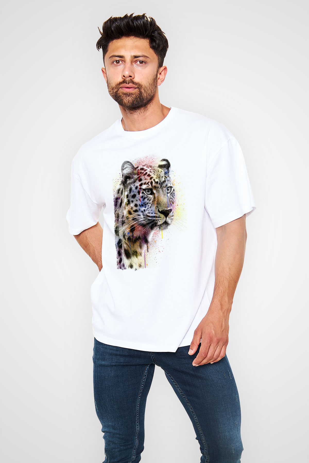 Çita Beyaz Oversize Tişört Oversize T-shirt - TişörtFabrikası