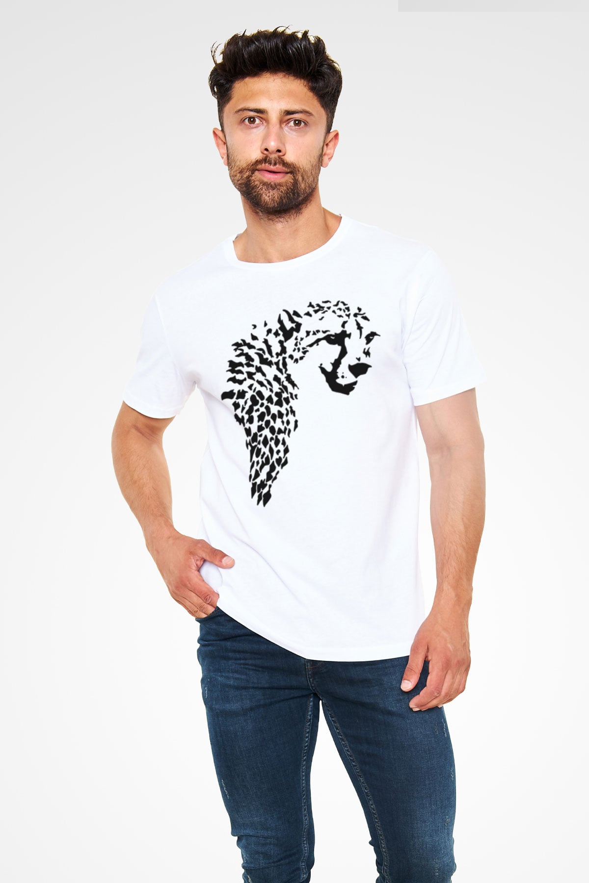 Çita Beyaz Unisex Tişört T-Shirt - TişörtFabrikası