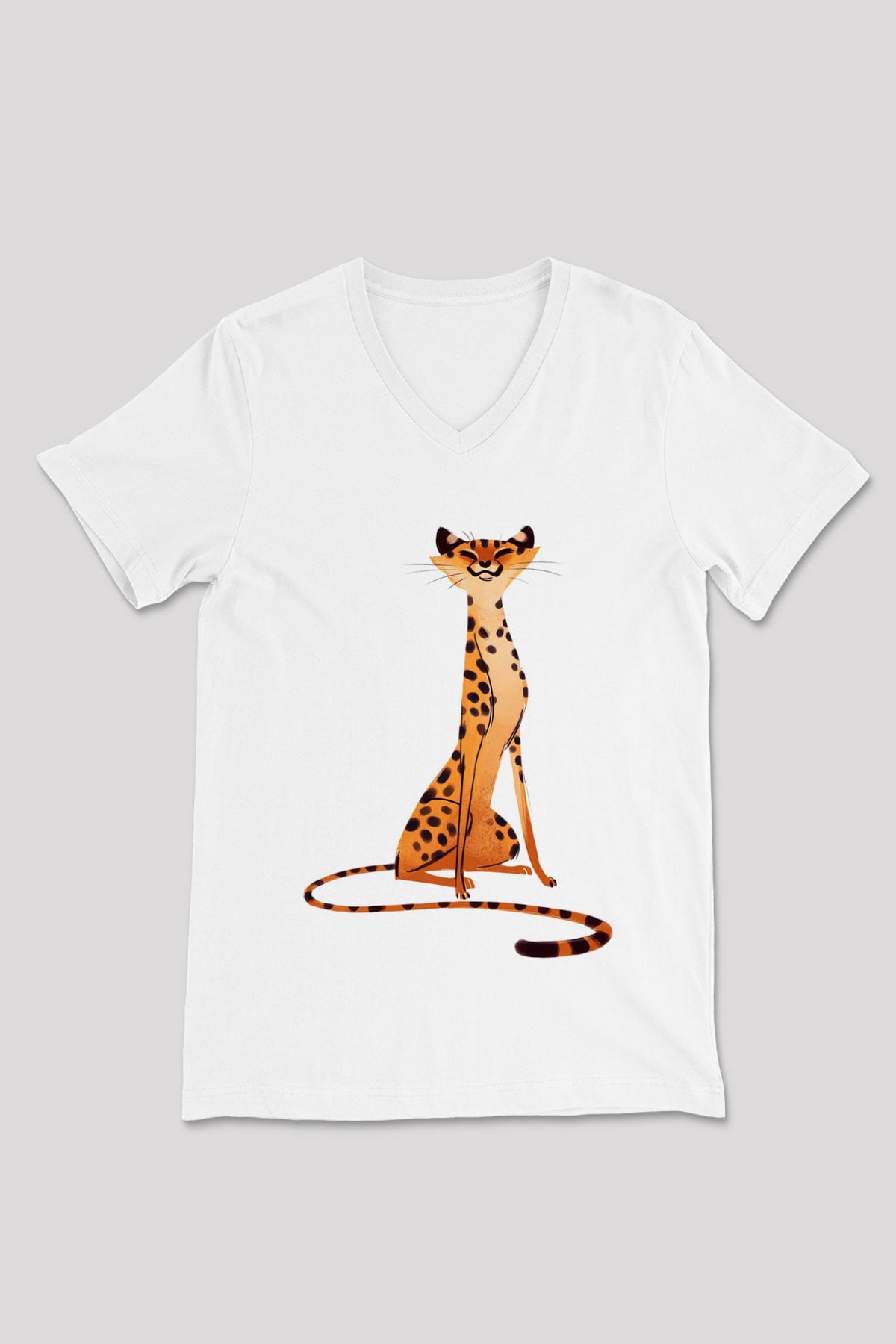 Çita Beyaz Unisex V Yaka Tişört T-Shirt