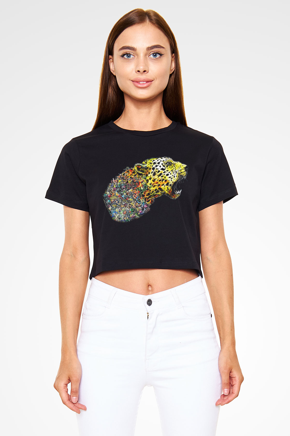 Çita Siyah Crop Top Tişört