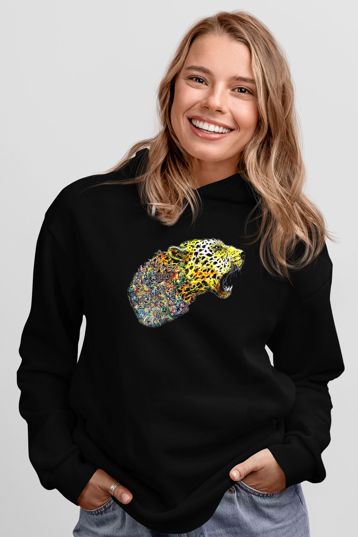 Çita Siyah Unisex Hoodie