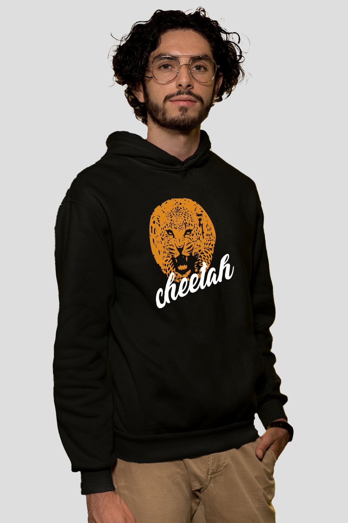 Çita Siyah Unisex Kapüşonlu Sweatshirt