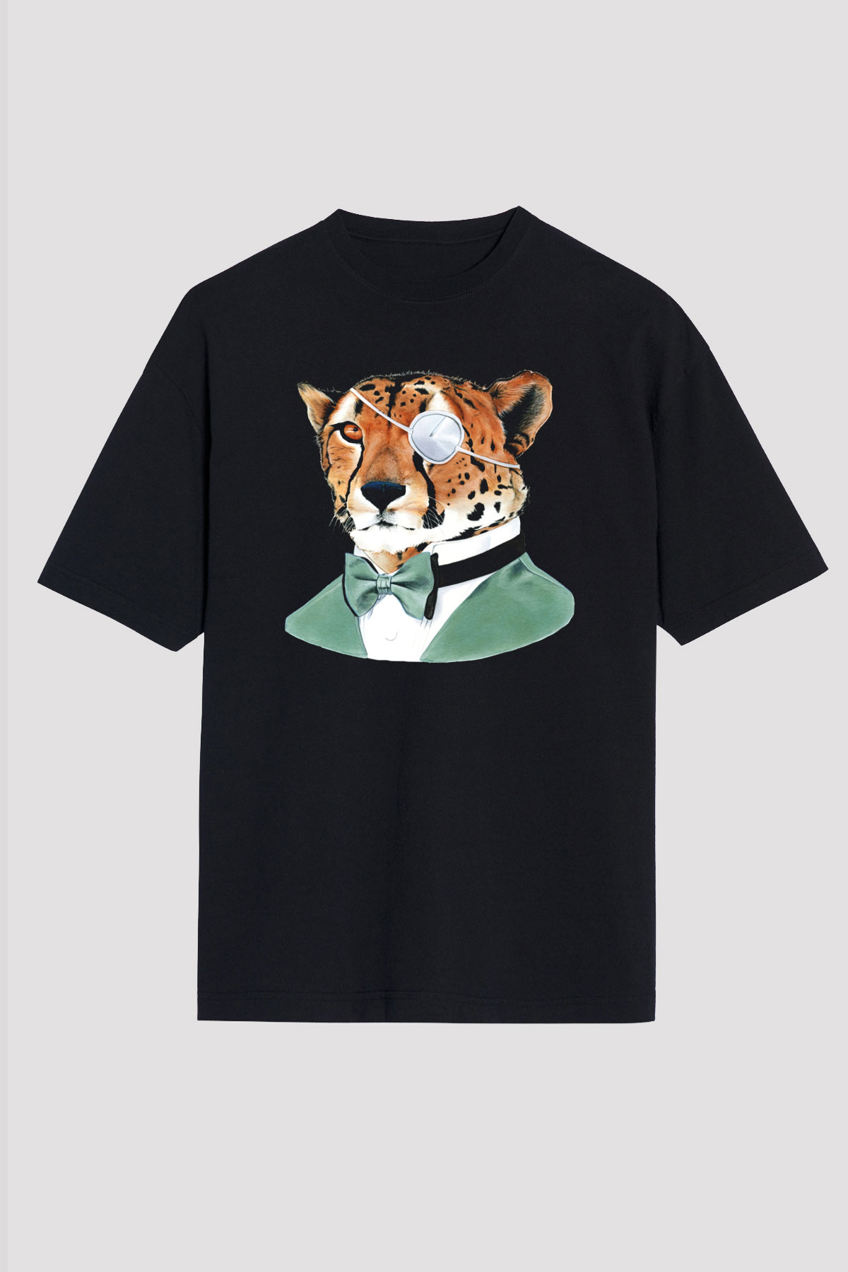 Çita Siyah Unisex Oversize Tişört T-Shirt