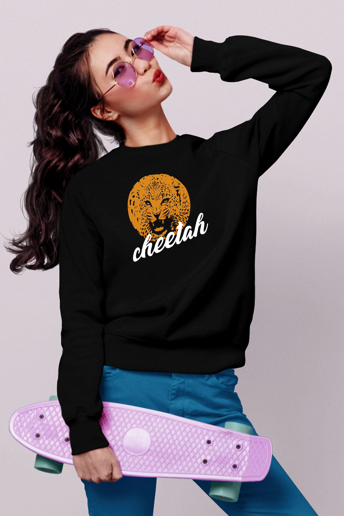Çita Siyah Unisex Sweatshirt