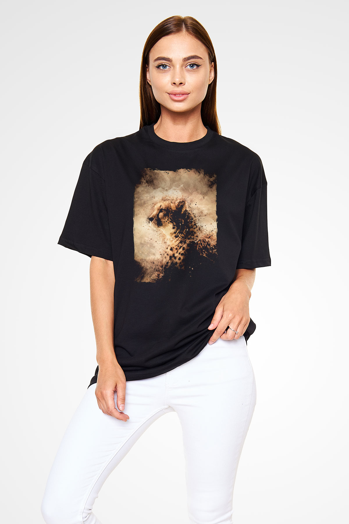 Çita Siyah Oversize Tişört Oversize T-shirt - TişörtFabrikası