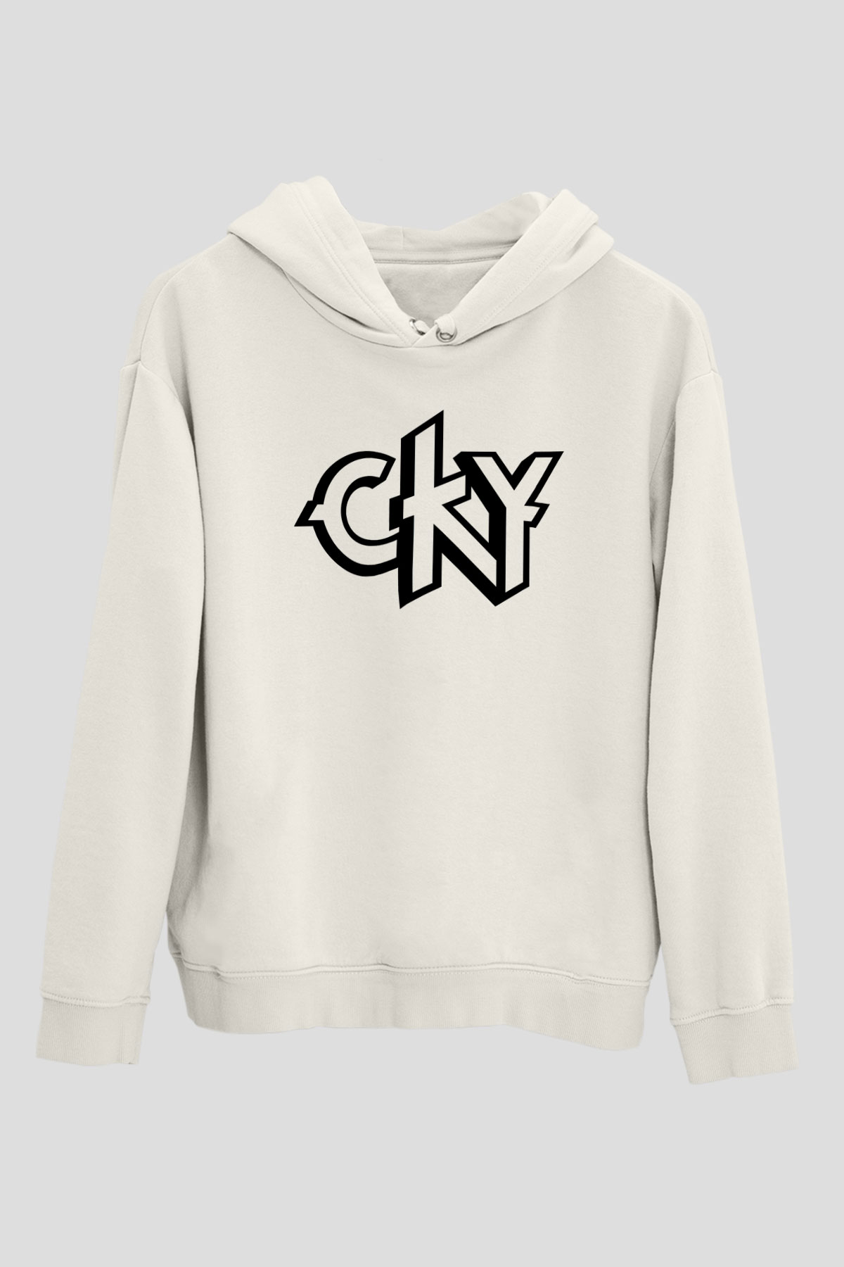 CKY Beyaz Unisex Kapüşonlu Sweatshirt