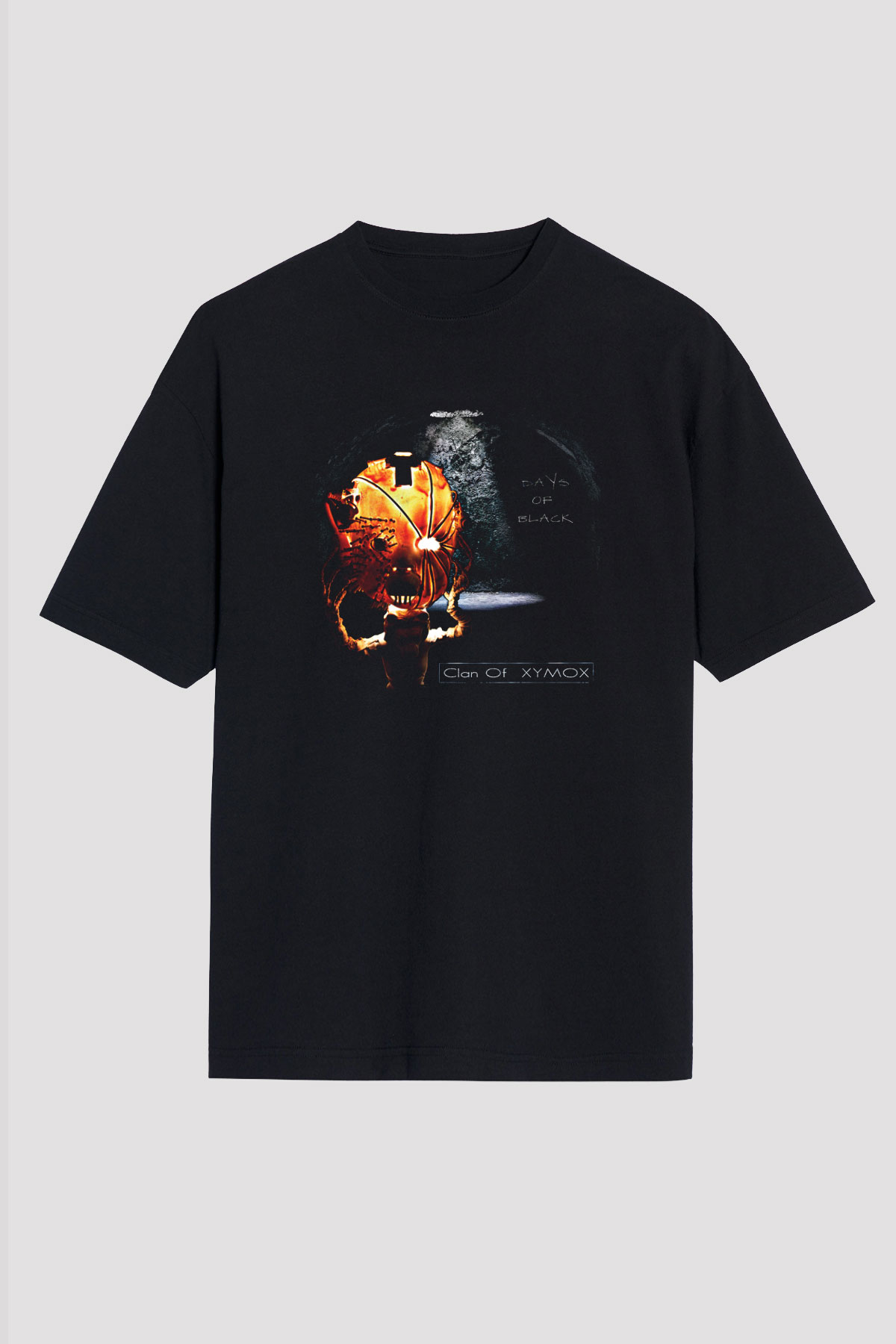 Clan of Xymox Baskılı Unisex Siyah Oversize Tişört
