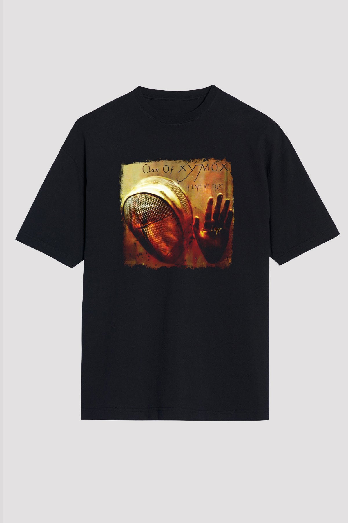 Clan of Xymox Baskılı Unisex Siyah Oversize Tişört