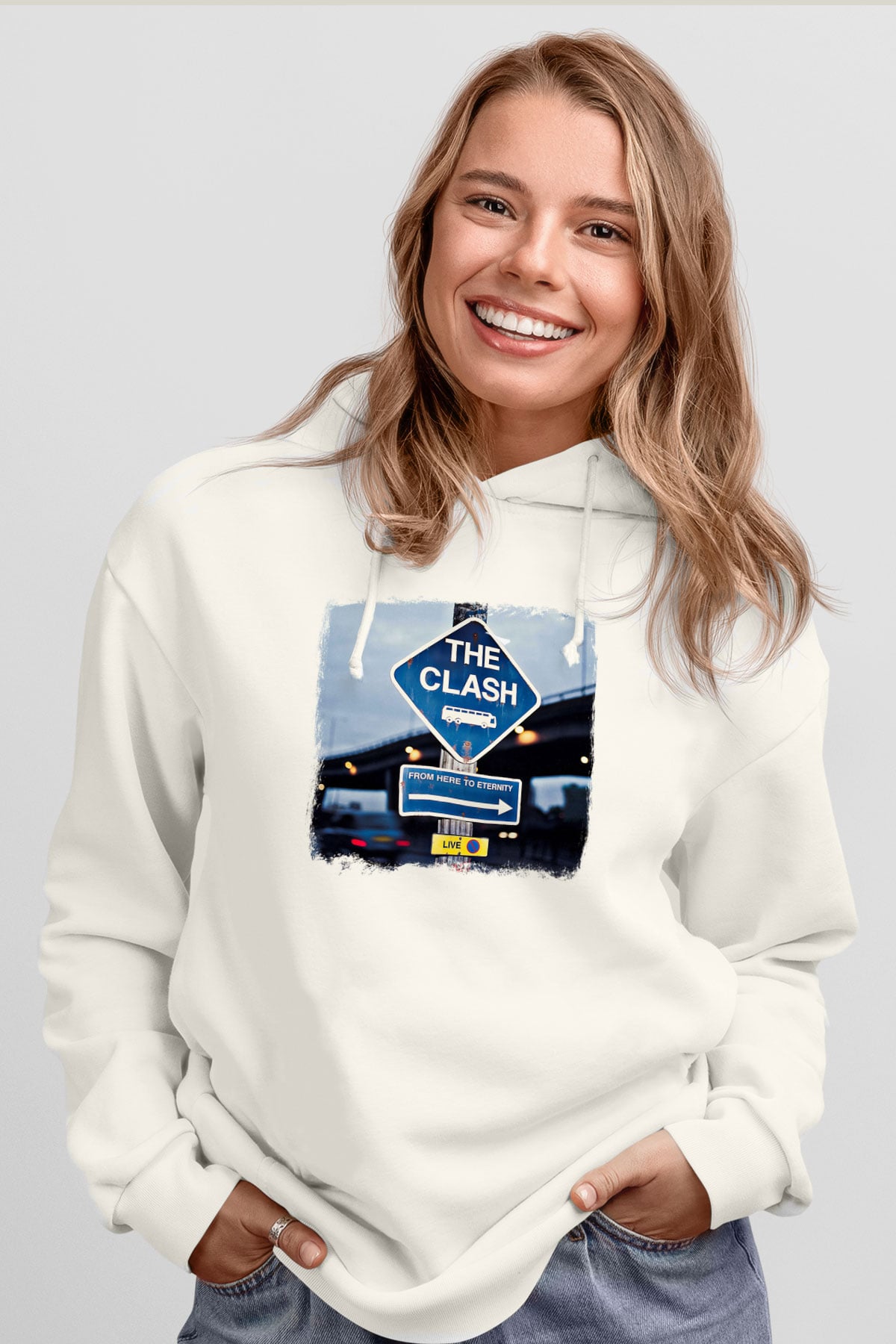 Clash (The) Baskılı Unisex Beyaz Hoodie