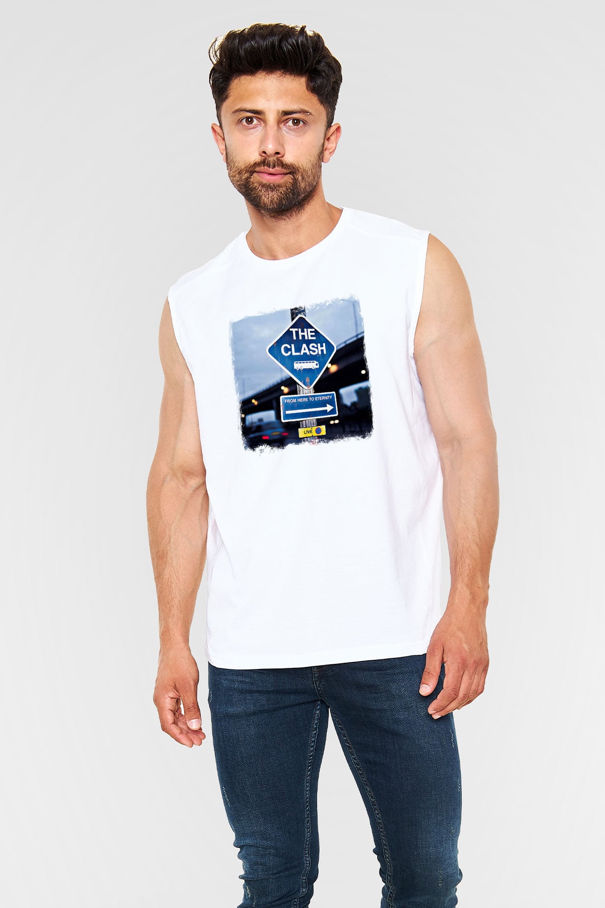 Clash (The) Baskılı Unisex Beyaz Kolsuz Tişört