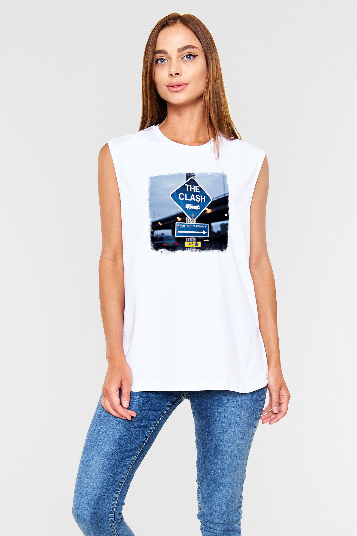 Clash (The) Baskılı Unisex Beyaz Kolsuz Tişört