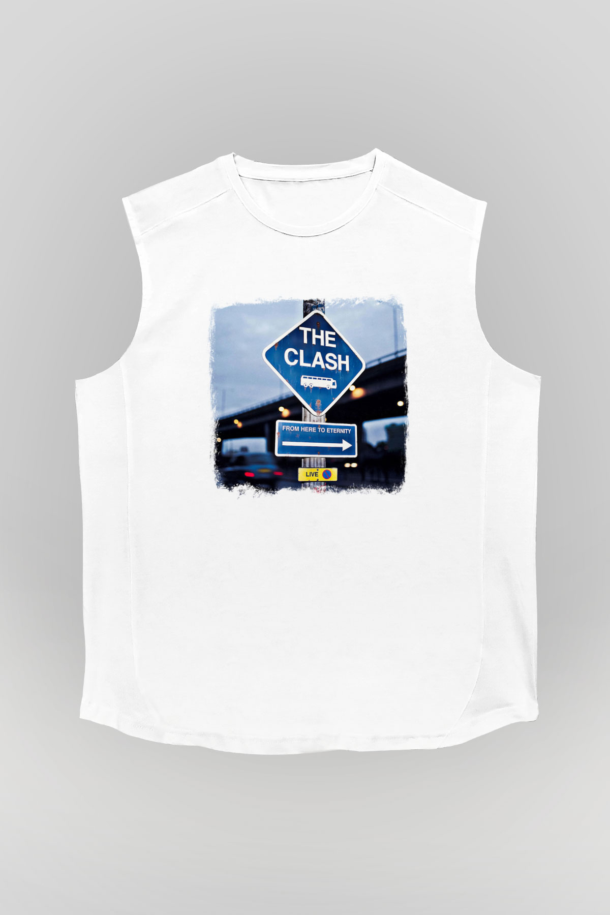 Clash (The) Baskılı Unisex Beyaz Kolsuz Tişört