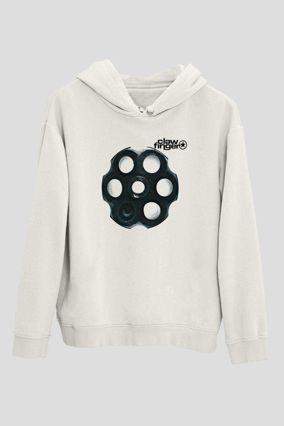 Clawfinger Baskılı Unisex Beyaz Hoodie