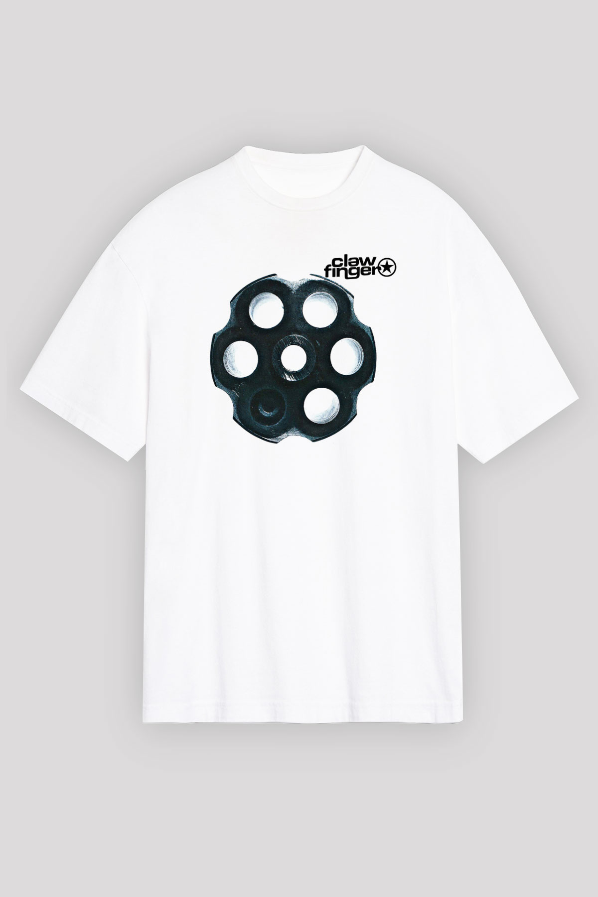 Clawfinger Baskılı Unisex Beyaz Oversize Tişört